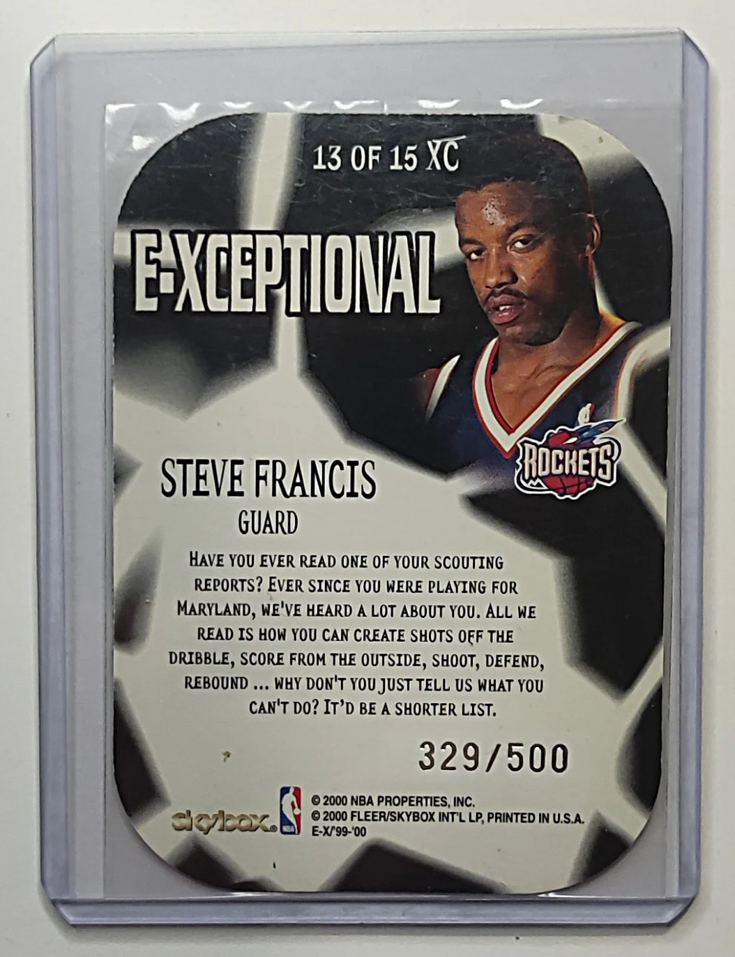 Steve Francis hátlap