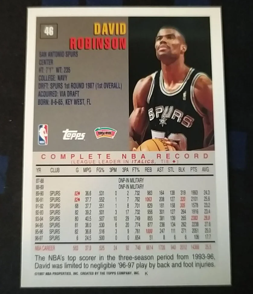 David Robinson hátlap